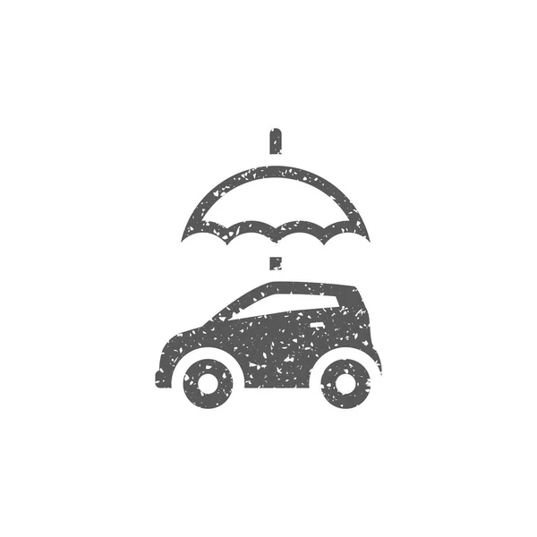 Pictogram Van Auto Paraplu Grunge Textuur Geïsoleerd Witte Achtergrond — Stockvector