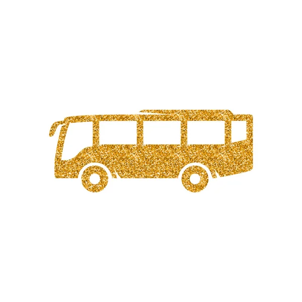 Значок Автобуса Золотом Блеске Текстуры Векторная Иллюстрация — стоковый вектор