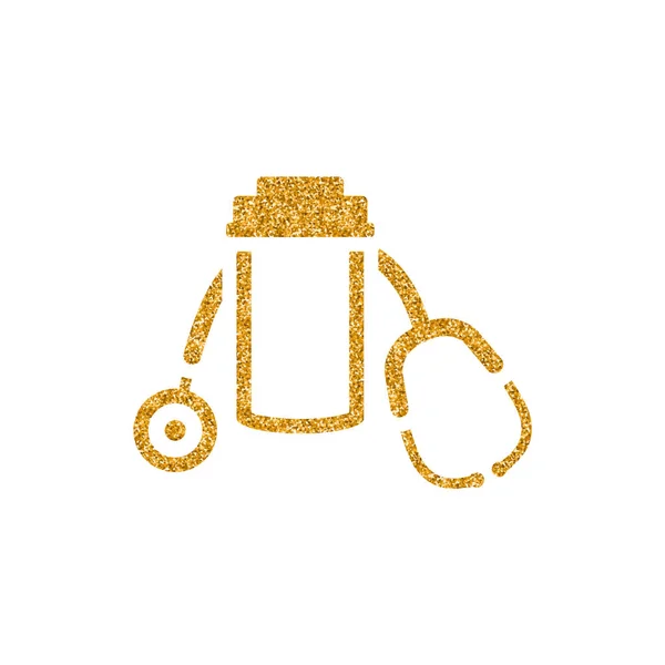 Medische Symboolpictogram Goud Glitter Textuur Geïsoleerd Witte Achtergrond — Stockvector