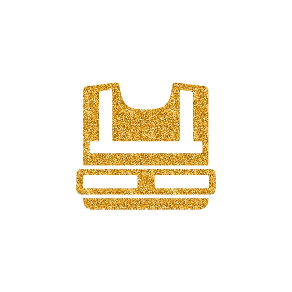 Значок Запобіжного Жилета Золотій Текстурі Блискітки Векторні Ілюстрації — стоковий вектор
