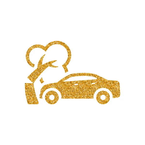 Icona Incidente Auto Texture Glitter Oro Illustrazione Vettoriale — Vettoriale Stock