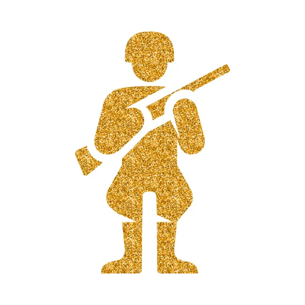 Wereldoorlog Leger Pictogram Goud Glitter Textuur Geïsoleerd Witte Achtergrond — Stockvector