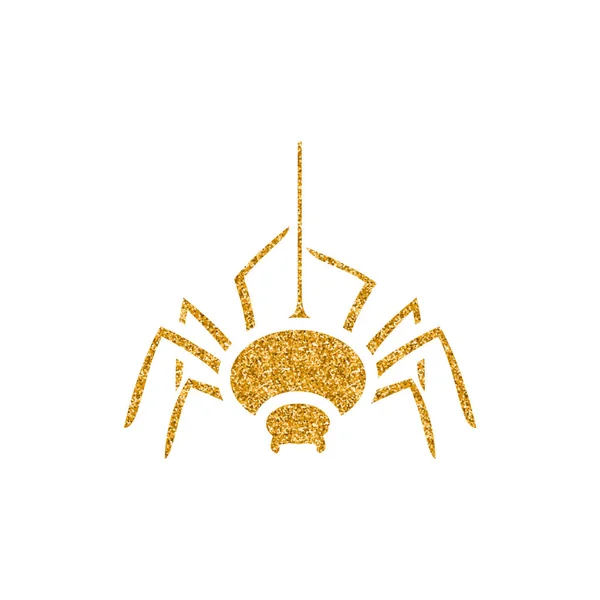 Spindel Ikonen Guldglitter Textur Isolerad Vit Bakgrund — Stock vektor