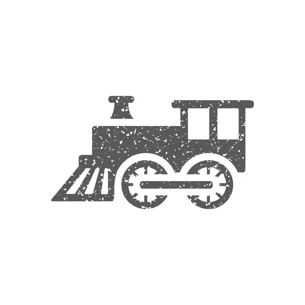 Lokomotive Toy Ikone Grunge Textur Isoliert Auf Weißem Hintergrund — Stockvektor