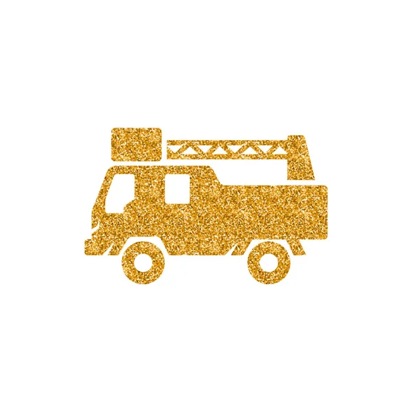 Ícone Caminhão Carro Bombeiro Ouro Brilho Textura Ilustração Vetorial —  Vetores de Stock