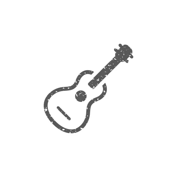 Gitarren Ikone Grunge Textur Isoliert Auf Weißem Hintergrund — Stockvektor