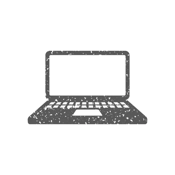 Ícone Computador Portátil Textura Grunge Isolado Fundo Branco — Vetor de Stock
