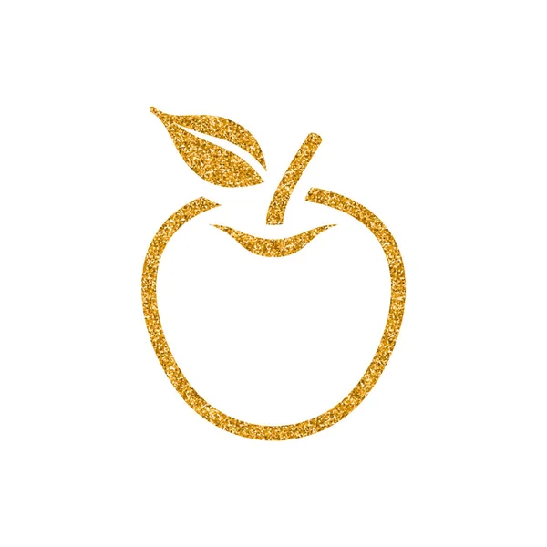 Apple Icon Gold Glitter Texture Isolated White Background — Stock Vector