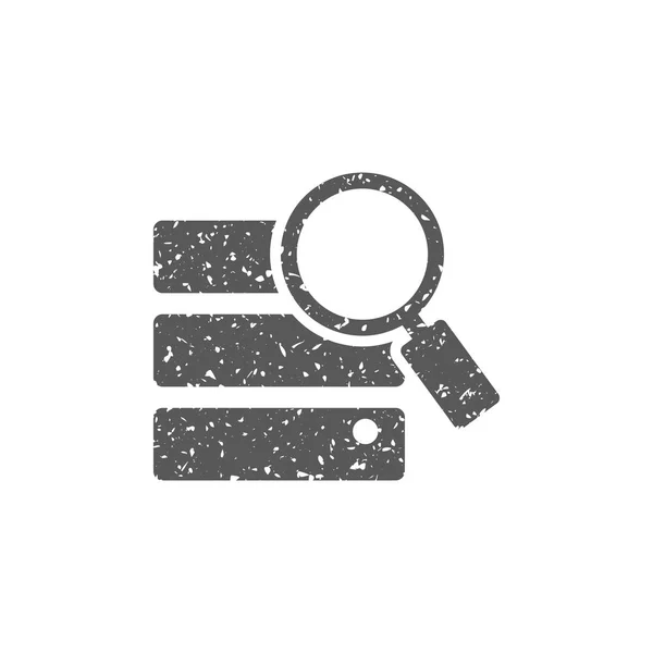 Icône Recherche Base Données Texture Grunge Isolée Sur Fond Blanc — Image vectorielle