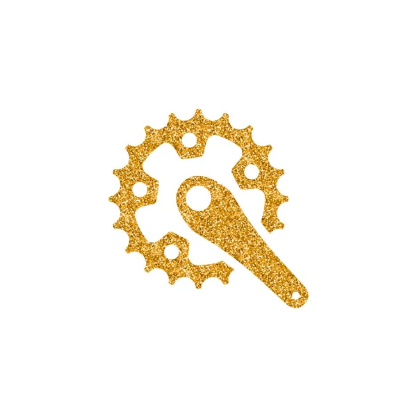 自転車のクランクは ゴールドラメ テクスチャのアイコンを設定します ベクトル図 — ストックベクタ
