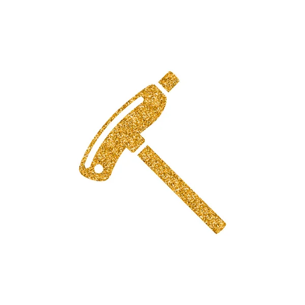 Allen Key Icon Gold Glitter Texture Isolated White Background — Stock Vector
