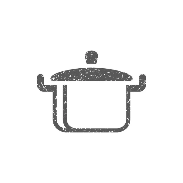 Cooking Pan Icon Grunge Texture Isolated White Background — Stock Vector