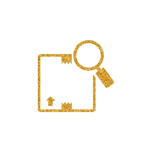Parcel tracking icon in gold glitter texture. Vector illustration.