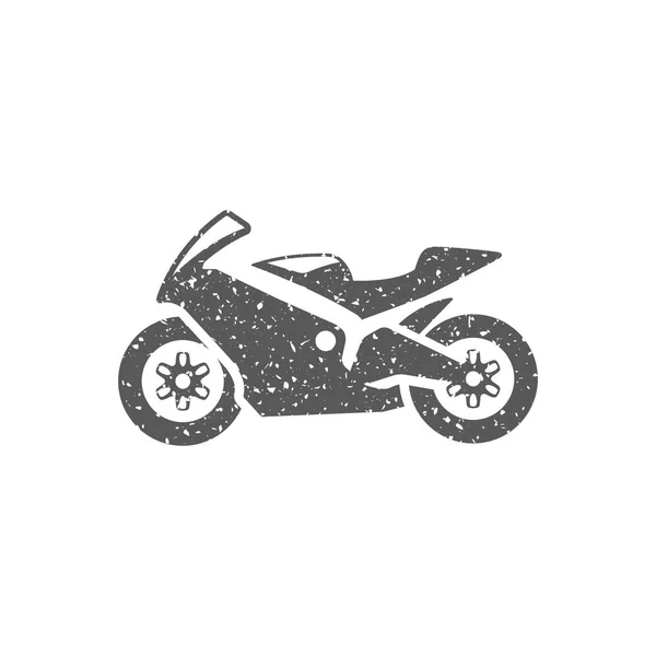 Ícone Motocicleta Textura Grunge Isolado Fundo Branco — Vetor de Stock