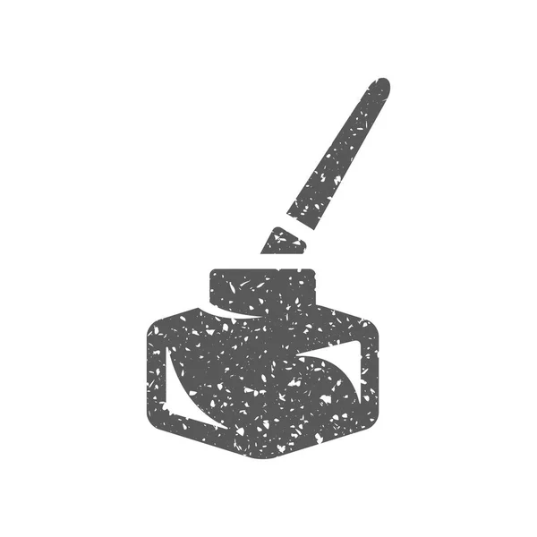 Icône Pot Encre Avec Pinceau Texture Grunge Illustration Vectorielle — Image vectorielle