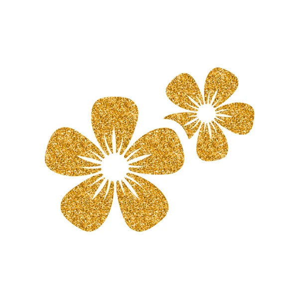 Jasmijn Bloemen Pictogram Goud Glitter Textuur Vectorillustratie — Stockvector