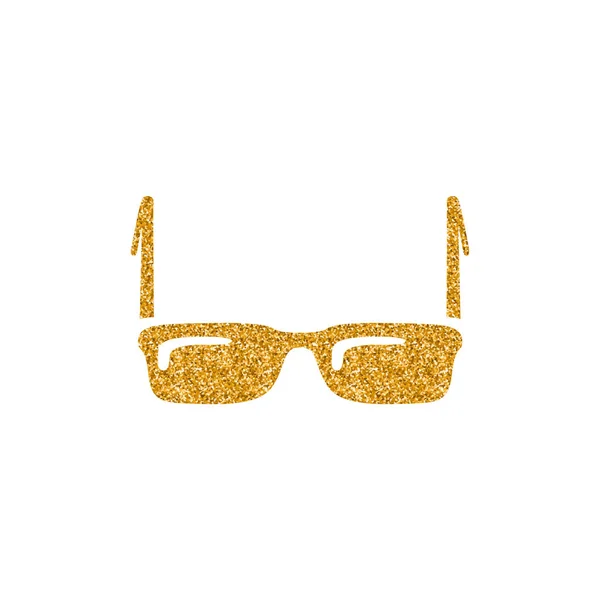 Gözlük Simgesi Altın Glitter Doku Vektör Çizim — Stok Vektör
