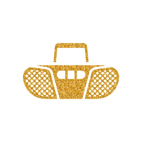 Kassettensymbol Gold Glitzertextur Vektorillustration — Stockvektor