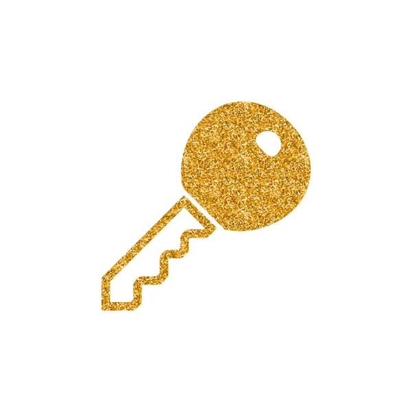 Ключевой Значок Текстуре Блеска Золота Изолирован Белом Фоне — стоковый вектор
