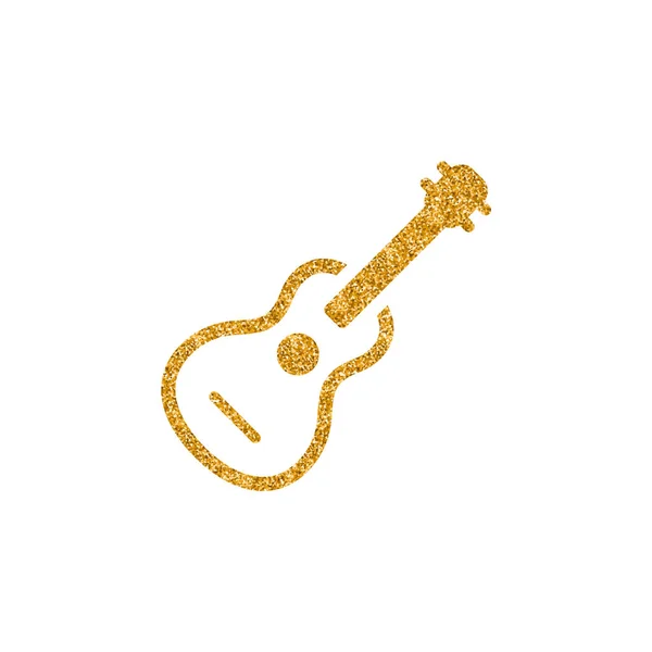 Guitar Icon Gold Glitter Texture Vector Illustration — Stock Vector