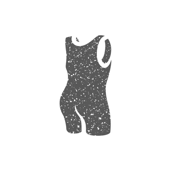 Triathlon Suit Pictogram Grunge Textuur Geïsoleerd Witte Achtergrond — Stockvector