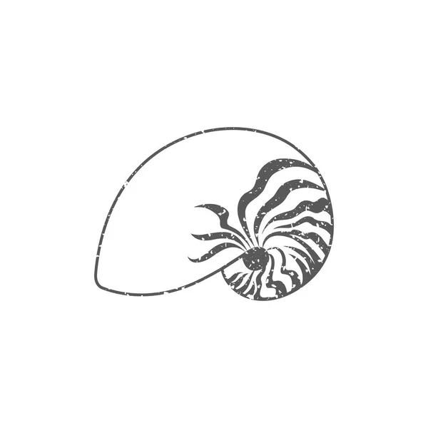 Icona Nautilus Grunge Texture Isolata Sfondo Bianco — Vettoriale Stock