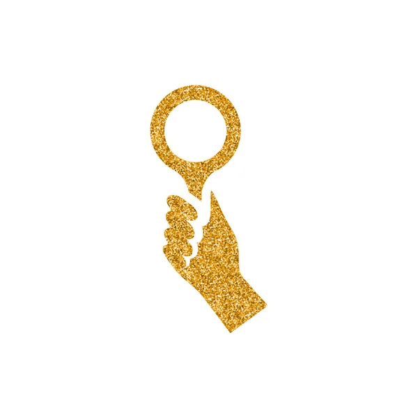 Bieter Hand Symbol Gold Glitzerstruktur Vektorillustration — Stockvektor