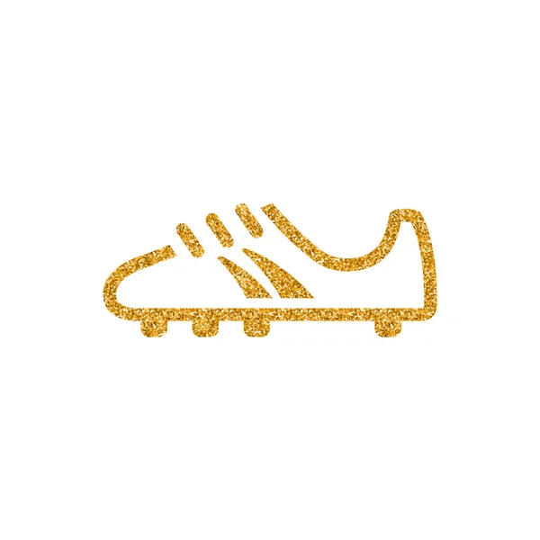 Icono Zapato Fútbol Textura Brillo Dorado Ilustración Vectorial — Vector de stock