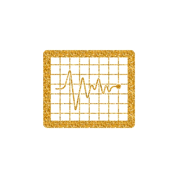 Icono Del Monitor Frecuencia Cardíaca Textura Brillo Dorado Sparkle Lujo — Vector de stock