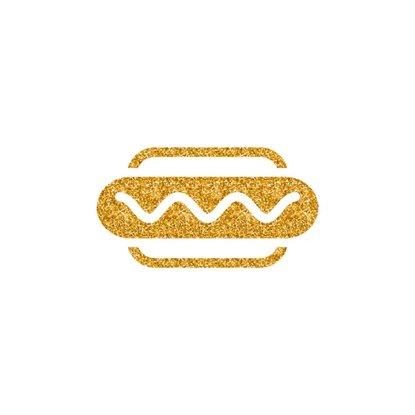 Hot Dog Icon Gold Glitter Texture Sparkle Luxury Style Vector — Stock Vector