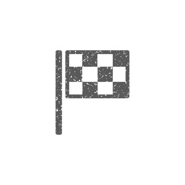 Yarış bayrak simgesi beyaz arka plan üzerinde izole grunge doku