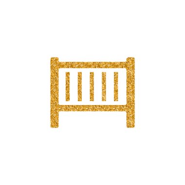 Bebek yatak simgesi altın glitter doku. Vektör çizim.