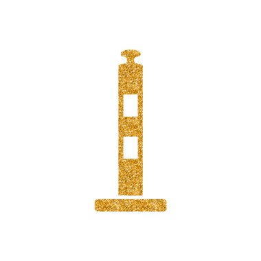 Trafik koni simgesi beyaz arka plan üzerinde izole altın glitter doku