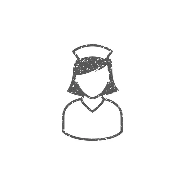 Icône Infirmière Texture Grunge Isolée Sur Fond Blanc — Image vectorielle