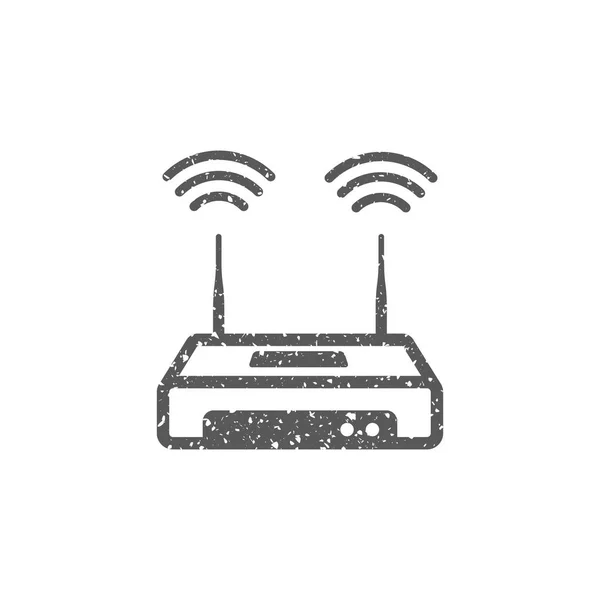 Icône Routeur Internet Texture Grunge Isolée Sur Fond Blanc — Image vectorielle