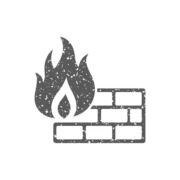 Icona Firewall Grunge Texture Isolata Sfondo Bianco — Vettoriale Stock