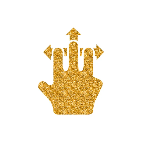 Значок Жеста Пальца Золотом Блеске Текстуры Изолированы Белом Фоне — стоковый вектор