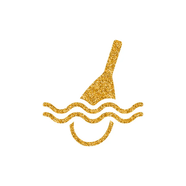 Fischerei Schwimmt Ikone Gold Glitzern Textur Vektorillustration — Stockvektor