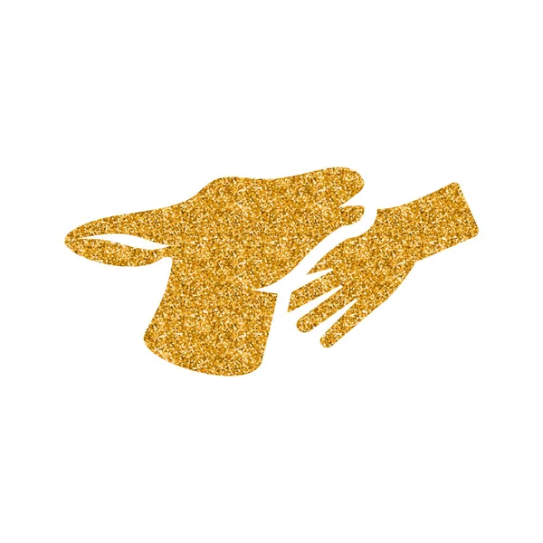 Icono Cuidado Animal Textura Brillo Dorado Ilustración Vectorial — Vector de stock