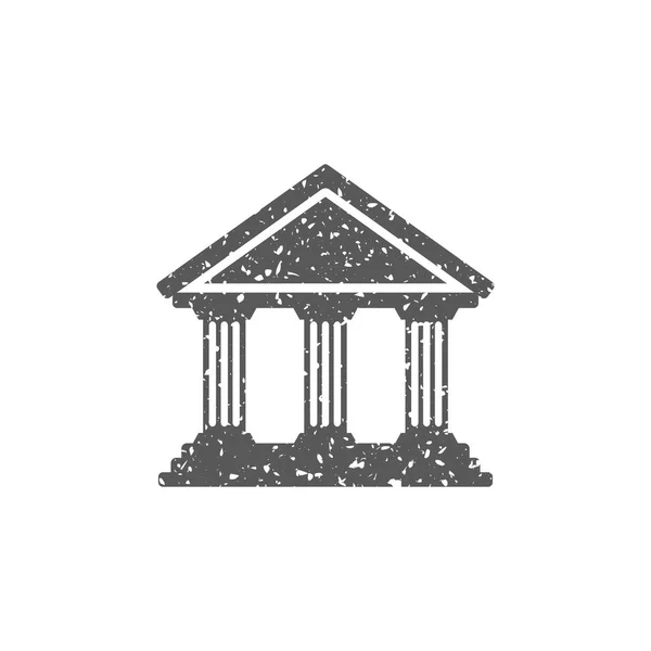 グランジ テクスチャのアイコンの建物の銀行 ベクトル図 — ストックベクタ