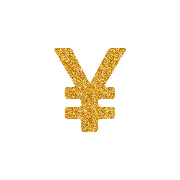 Icono Símbolo Yen Japón Textura Brillo Dorado Sparkle Lujo Estilo — Vector de stock