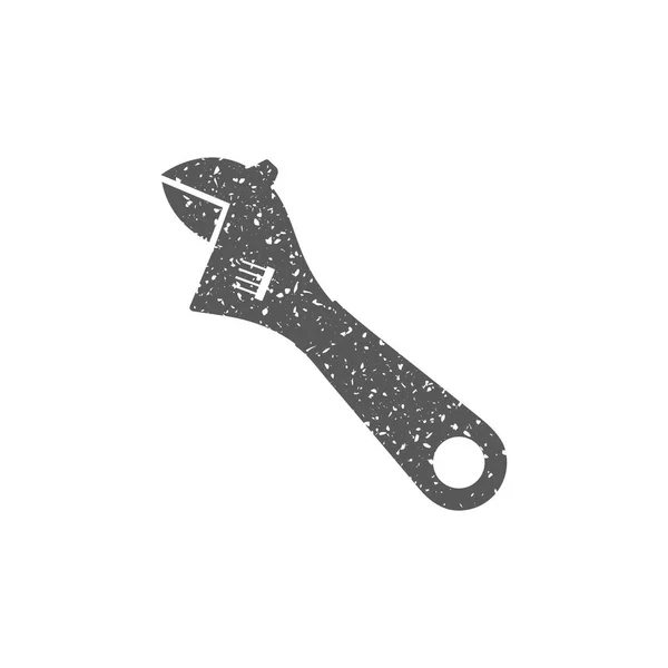 Wrench Icon Grunge Texture Isolated White Background — Stock Vector