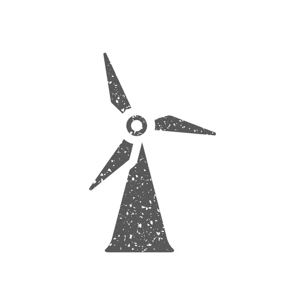 Піктограма Вітрової Турбіни Гранжевій Текстурі Ізольовано Білому Тлі — стоковий вектор