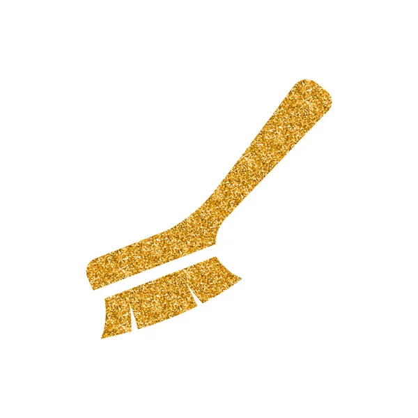 Brush Icon Gold Glitter Texture Vector Illustration — Stock Vector