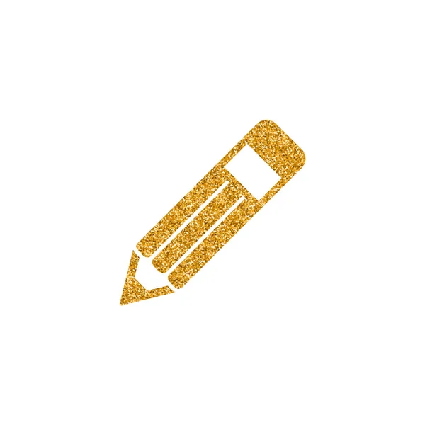 Bleistift Symbol Gold Glitzertextur Funkeln Luxus Stil Vektor Illustration — Stockvektor