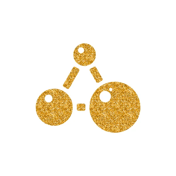 Connected Dots Symbol Goldener Glitzertextur Vektorillustration — Stockvektor