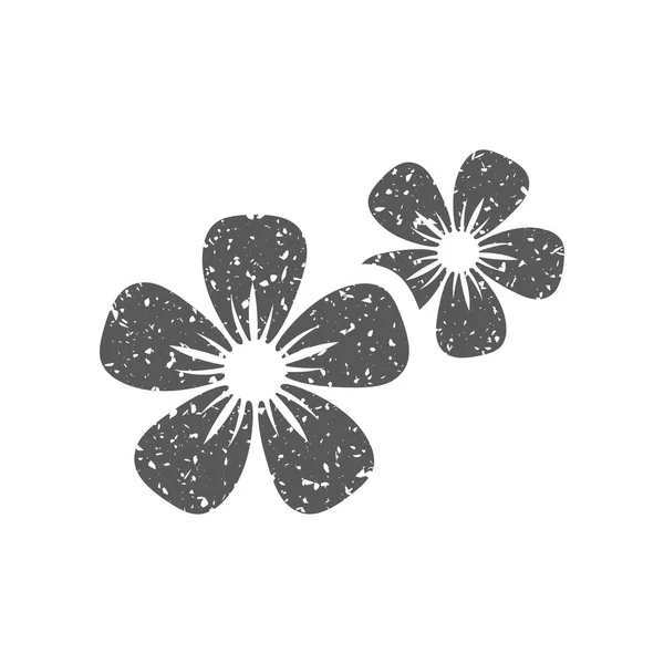 Jasmine Flowers Icon Grunge Texture Isolated White Background — Stock Vector