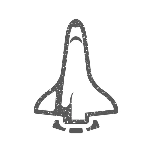 Space Shuttle Ikon Grunge Textúra Elszigetelt Fehér Background — Stock Vector