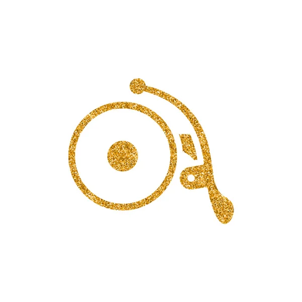 ゴールドラメ テクスチャで自転車のベルのアイコン ベクトル図 — ストックベクタ