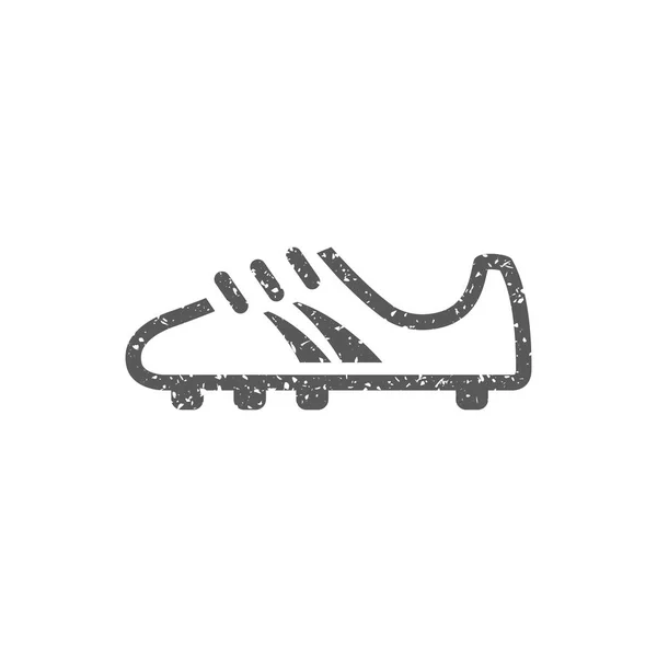 Icône Chaussure Football Texture Grunge Isolée Sur Fond Blanc — Image vectorielle
